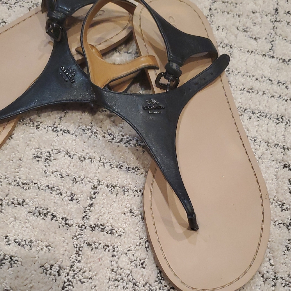 Coach Black Leather Women's Sandals